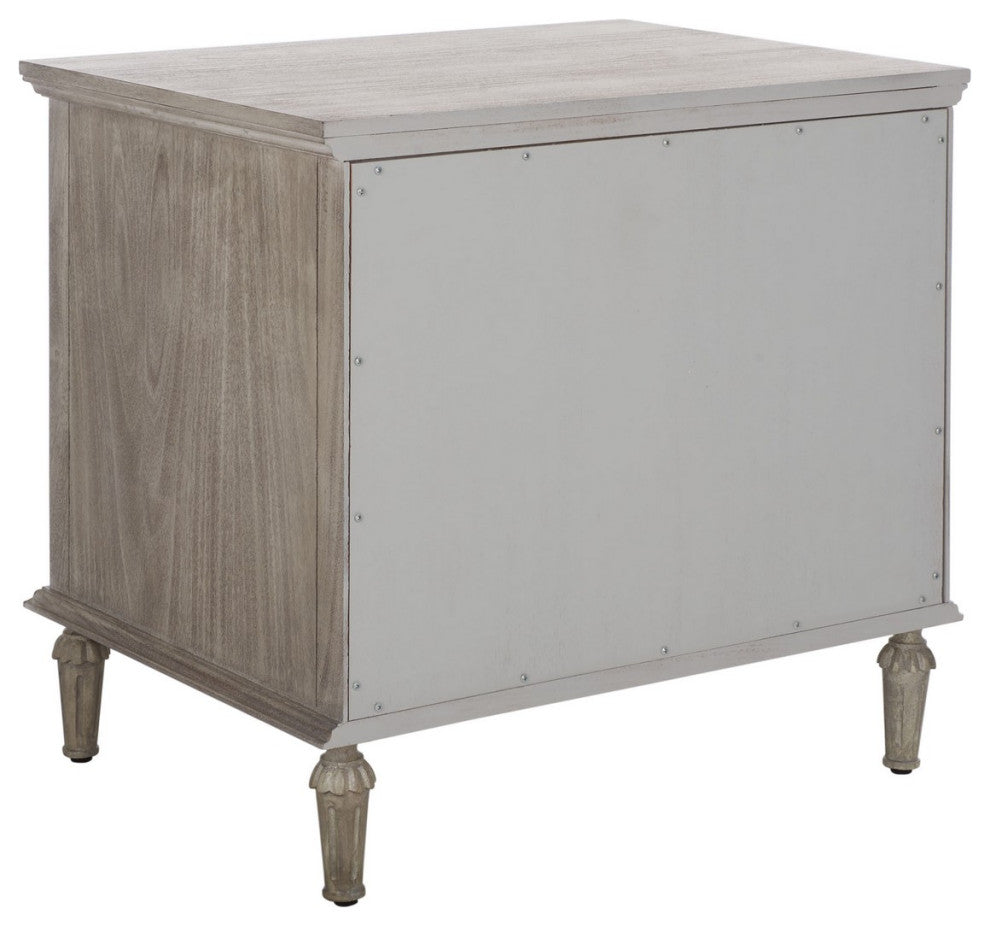 Safavieh Couture Lisabet 3 Drawer Wood Nightstand, Light Grey