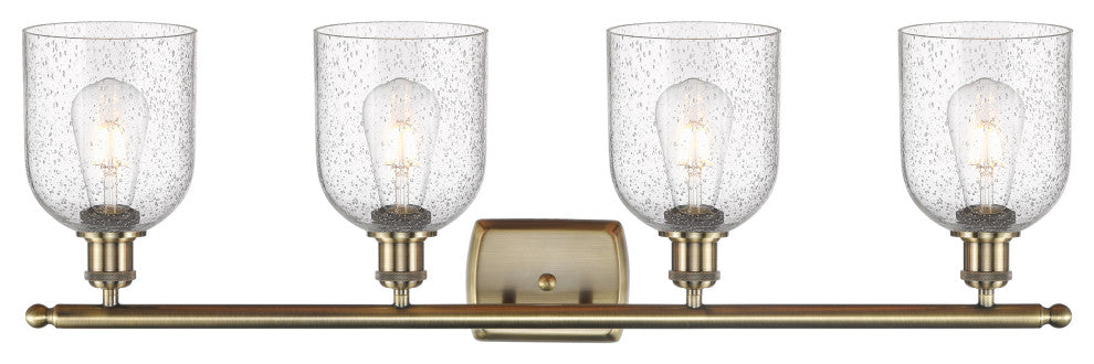 Ballston-Bella 4-Light 36" Bath Vanity Light, Antique Brass, Seedy