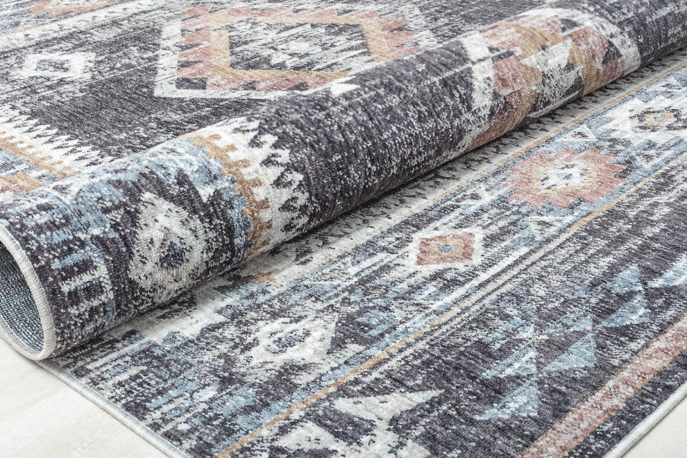 Jade Baltic Black Moroccan Tribal Black Recycled Area Rug, 8'0"x10'0"