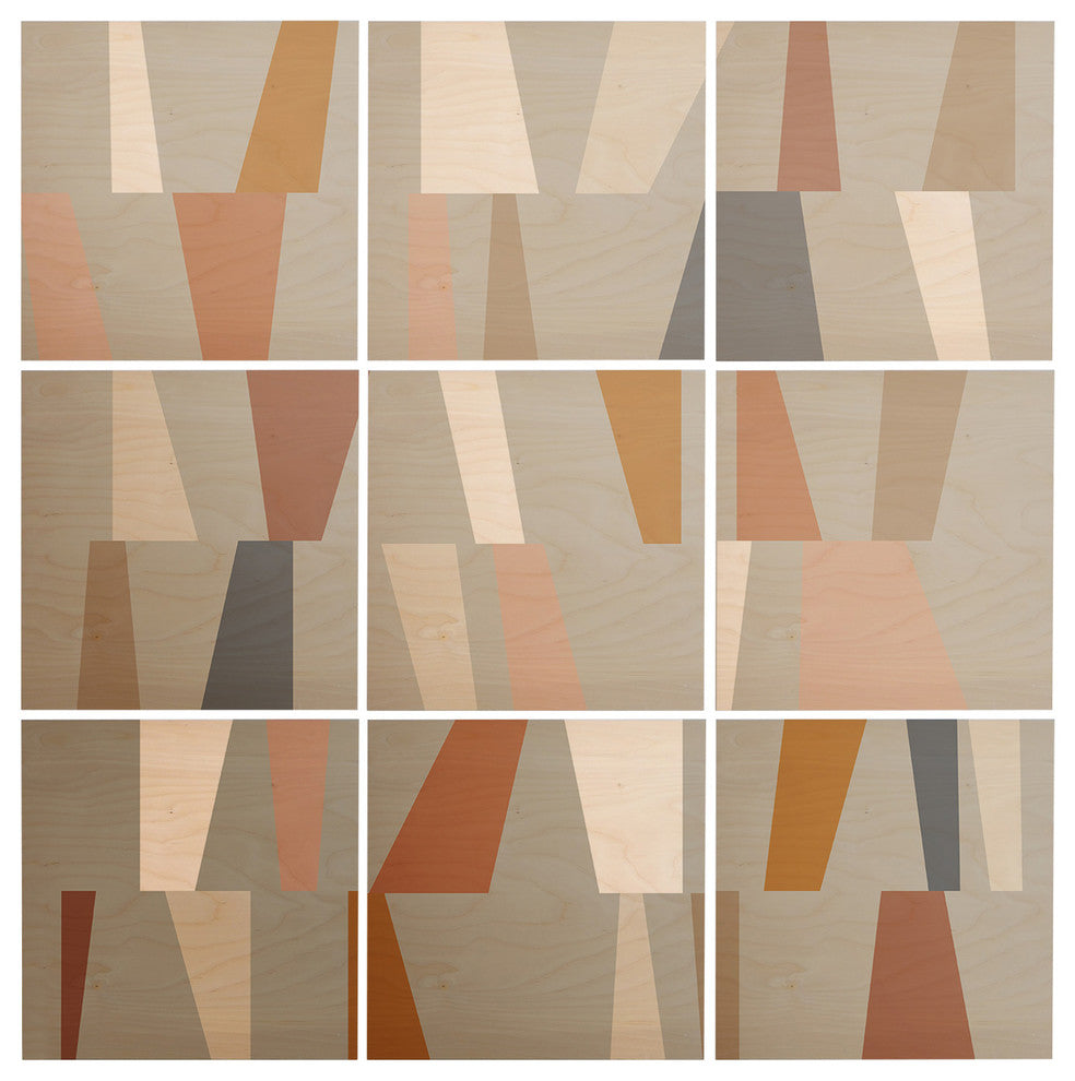 Deny Designs The Old Art Studio Neutral Geometric 01 Wood Wall Mural, 4'x4'