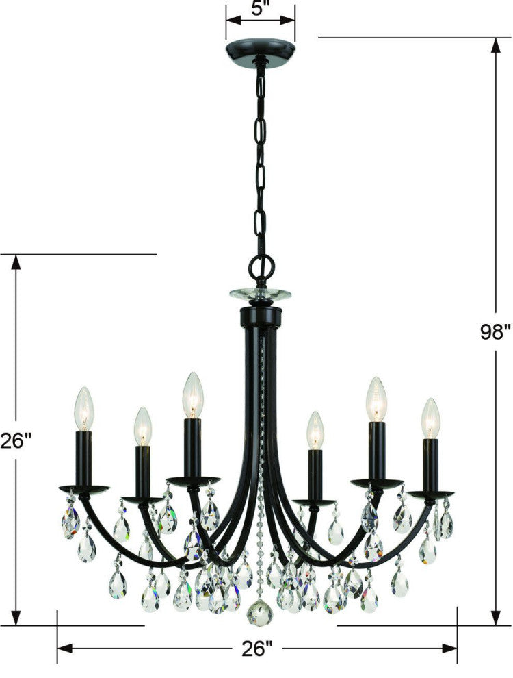 Crystorama Lighting Group 8826-CL-MWP Bridgehampton 6 Light 26"W - Antique Gold