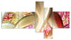 Golden Red Fractal Plant Stems, Abstract Canvas Art Print, 60"x32", 5 panels