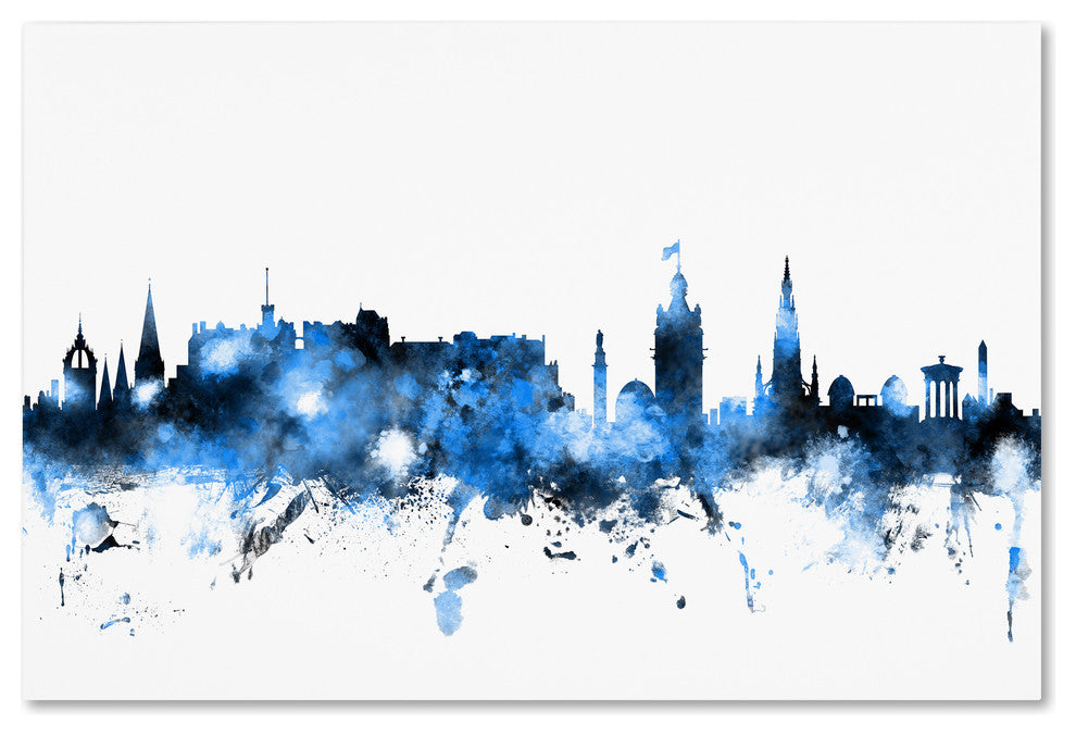 Michael Tompsett 'Edinburgh Skyline White' Canvas Art, 12x19