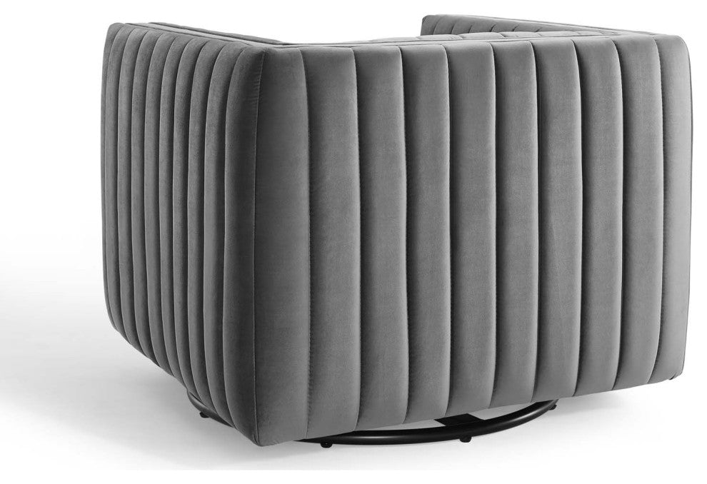 Tufted Armchair Accent Chair, Velvet, Gray, Modern, Lounge Hospitality