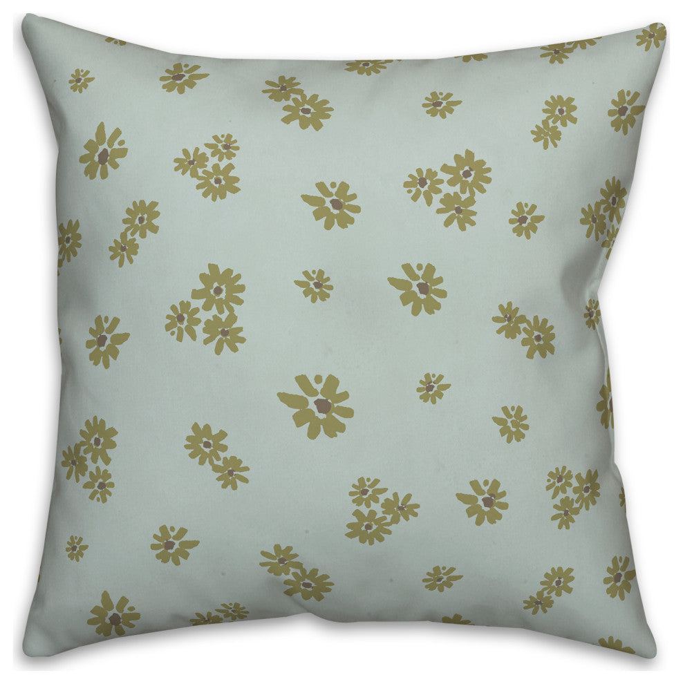 Green Daisy Pattern 18x18 Spun Poly Pillow