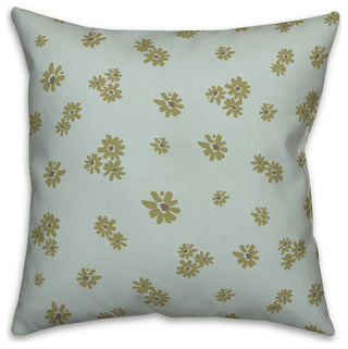 Green Daisy Pattern 18x18 Spun Poly Pillow