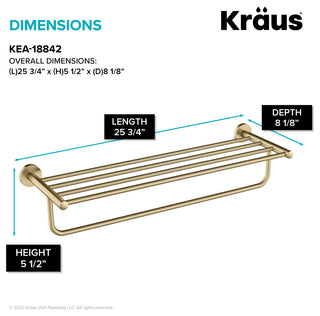 Elie Bathroom Shelf With Towel Bar, Brushed Gold