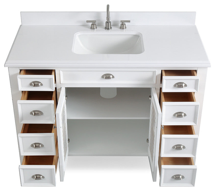 Contemporary Style White Kalani Bathroom Vanity, 50"