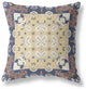18" Blue Yellow Rose Box Indoor Outdoor Zippered Throw Pillow