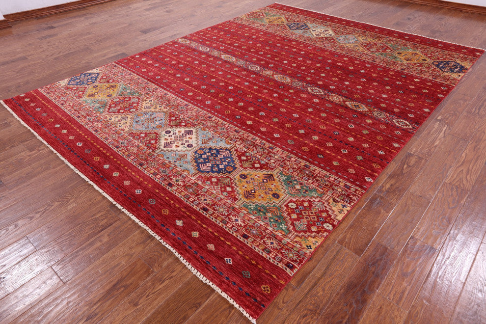 8' 2" X 11' 4" Khorjin Super Kazak Hand-Knotted Rug Q5351