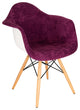 LeisureMod Willow Velvet Eiffel Wooden Base Accent Chair
