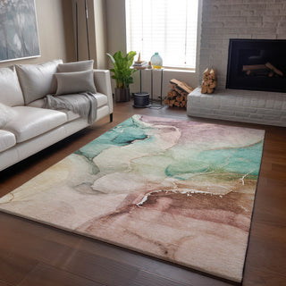 Premium Machine Washable Mayfield AMF521 Teal 5' x 7'6" Rug