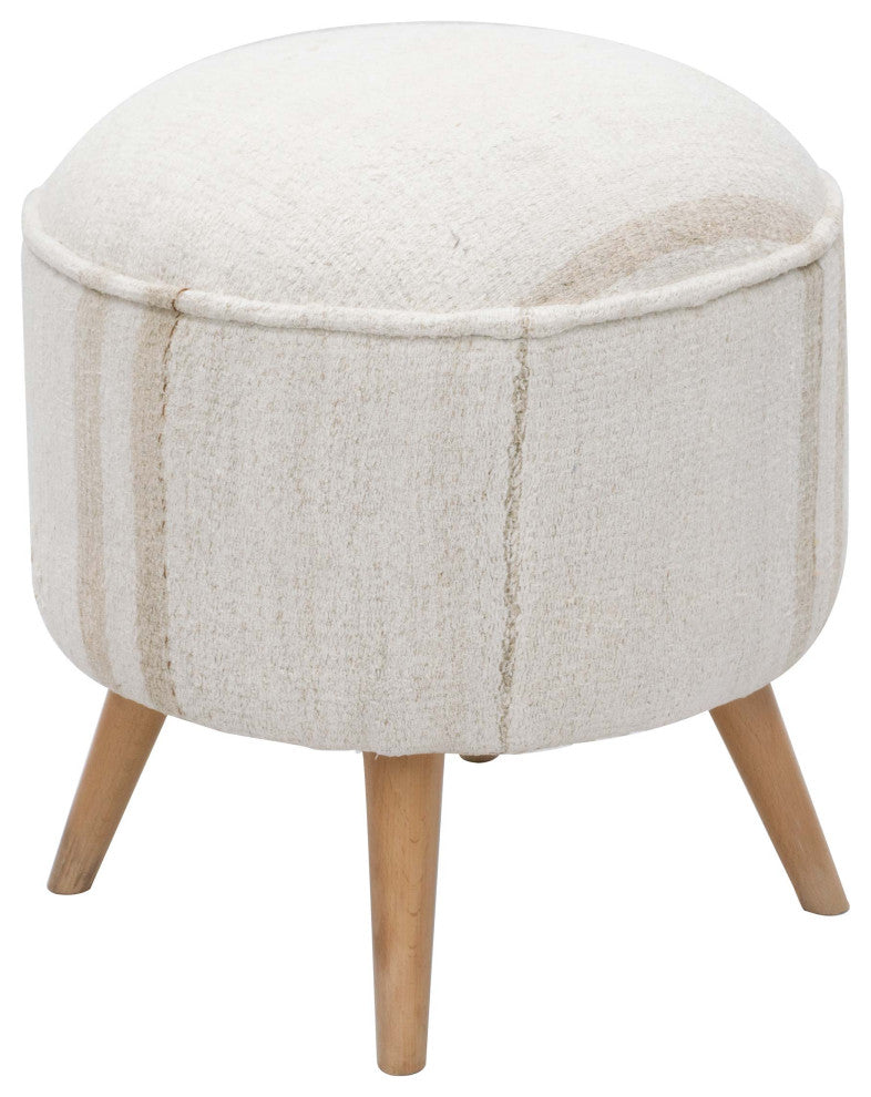 Vintage Hemp Kilim Upholstered Stool