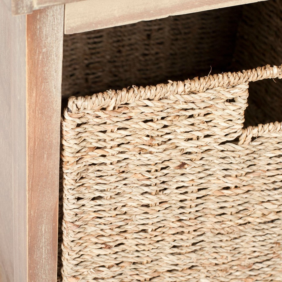 Safavieh Lonan Wicker Storage Bench, Gray Wash