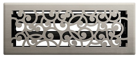 Wonderland Floor Register, Brushed Nickel, 4x12