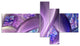 Purple Blue Fractal Curves, Abstract Canvas Art Print, 60"x32", 5 panels