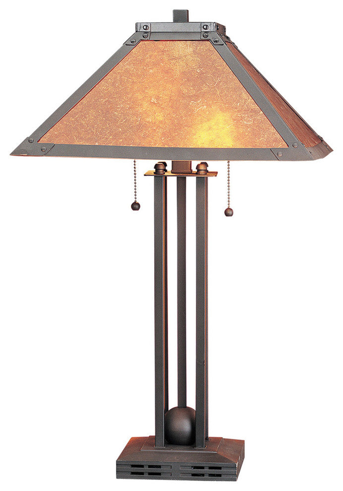 60W Table Lamp with Mica Shade, Matte Black Finish, Mica Shade