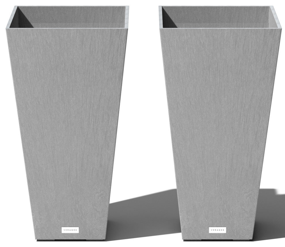 Midland Tall Square Planter, Gray, 26'', 2 Pack