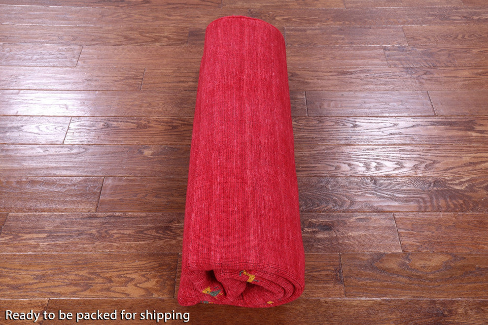 6' Square Persian Gabbeh Hand Knotted Wool Rug - Q15264