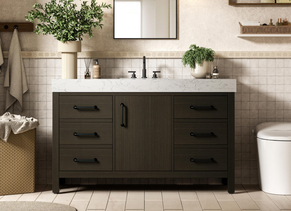 Home Living 54" Single Bathroom Vanity, Mocha Brown