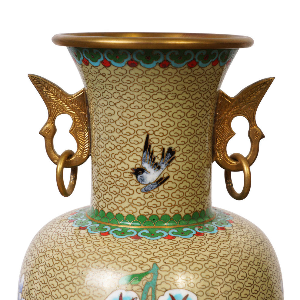 Consigned Vintage Chinese Hand Made floral Cloisonne Vase
