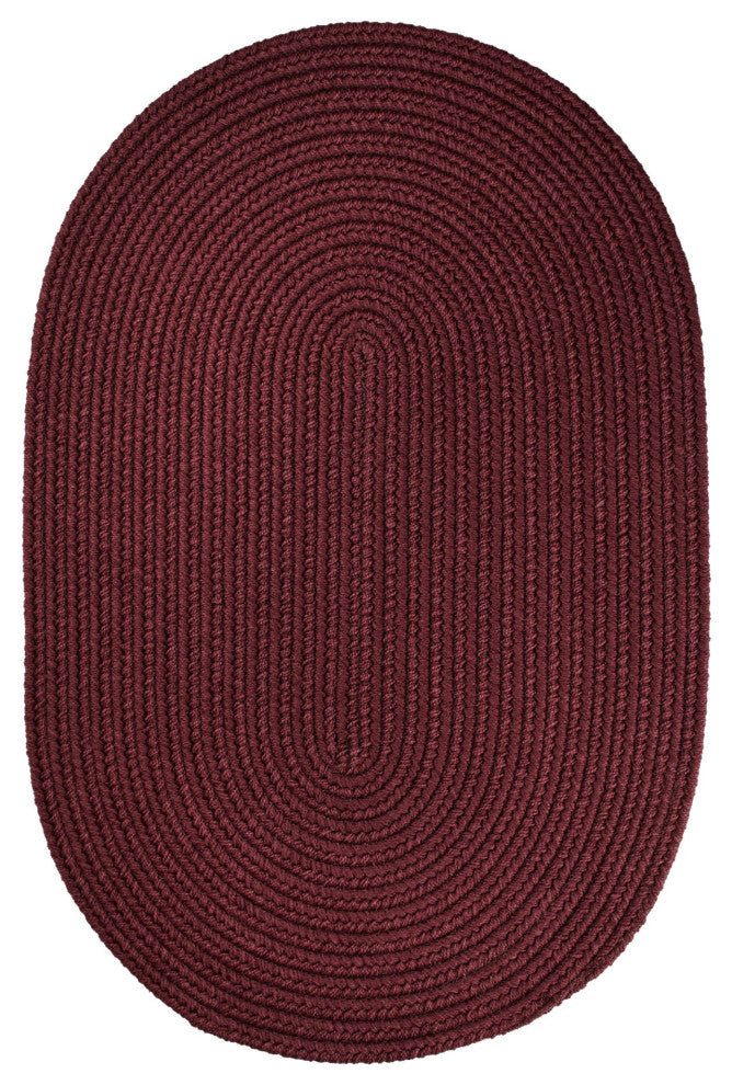 Maui Braided Red Solid Rug Burgundy 8'x11' Oval