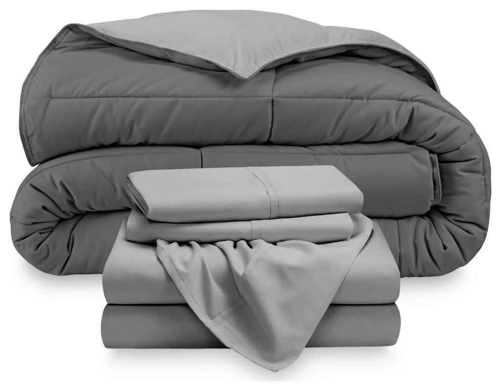 Reversible Bed-in-a-Bag, Light Gray/Gray, Light Gray, King