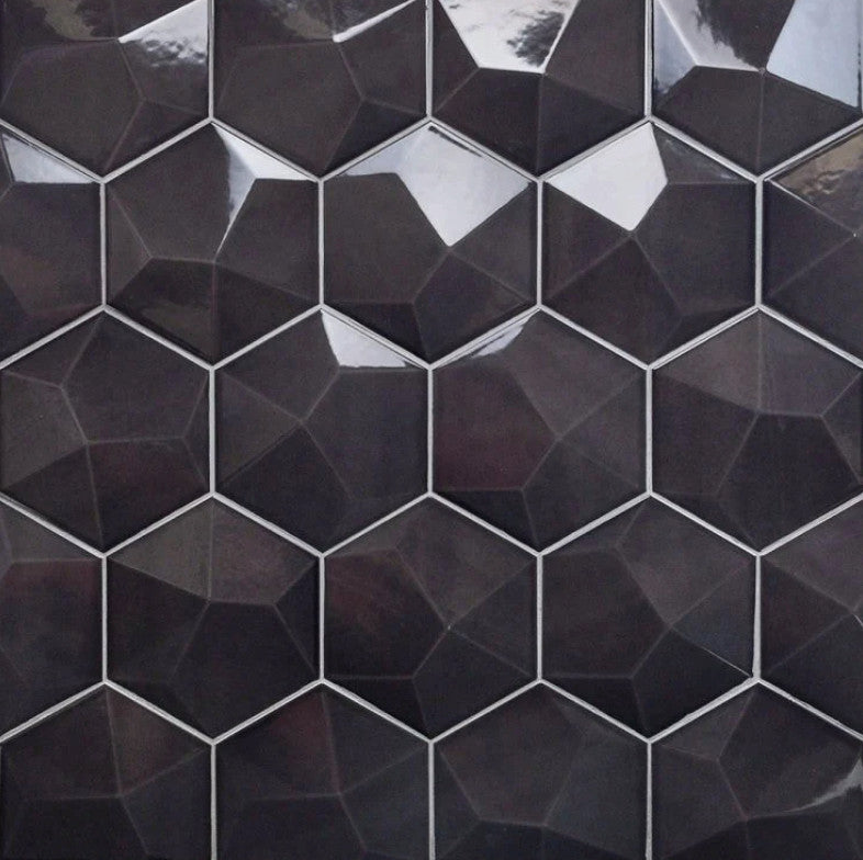 Ciner Brown 3D 2" Hexagon Polished Porcelain Mosaic, 30 Sq Ft.