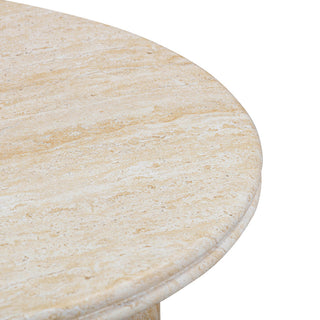 Amora Faux Travertine 26" Round Accent Table
