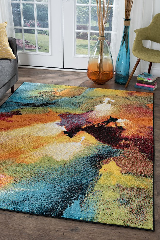 Vida Contemporary Abstract Multi-Color Rectangle Area Rug, 8' x 10'
