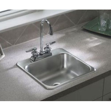 Sterling B153-2 15" Single Basin Drop In Stainless Steel Bar Sink - Stainless