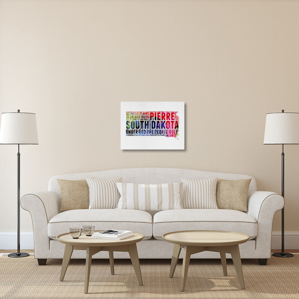 "South Dakota Watercolor Word Cloud" Fine Art Print