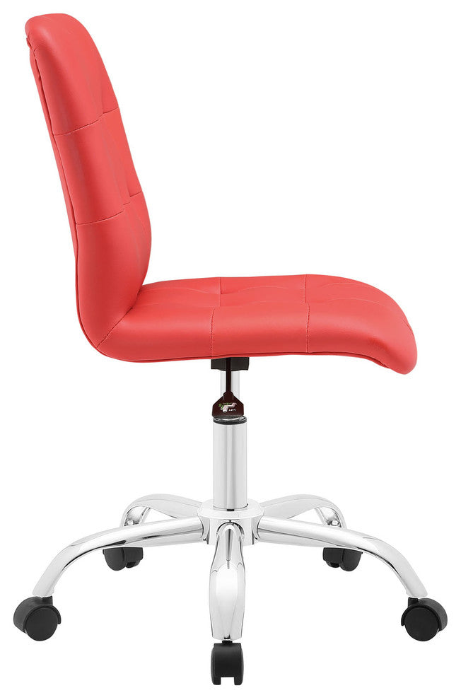 Modern Contemporary Office Chair, Red Faux Leather