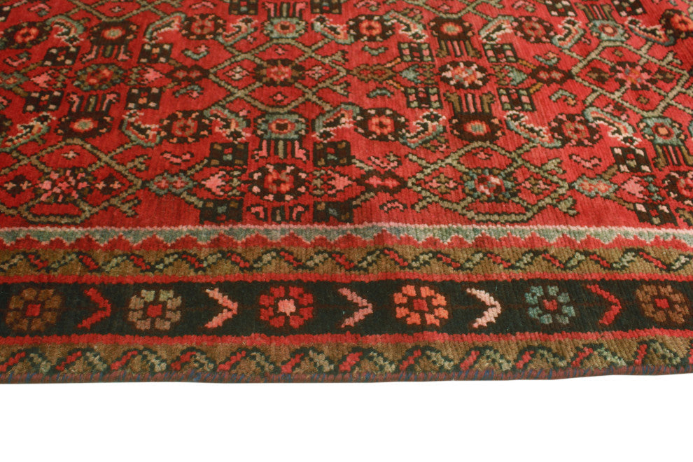 Fine Vintage Distressed Arialda Rust/Charcoal Runner, 3'6x9'8
