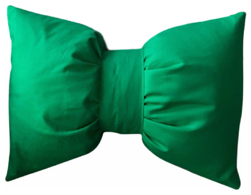Kelly Green Bow Throw Pillow