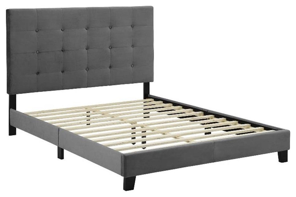 Modway Melanie Queen Tufted Button Performance Velvet Platform Bed in Gray