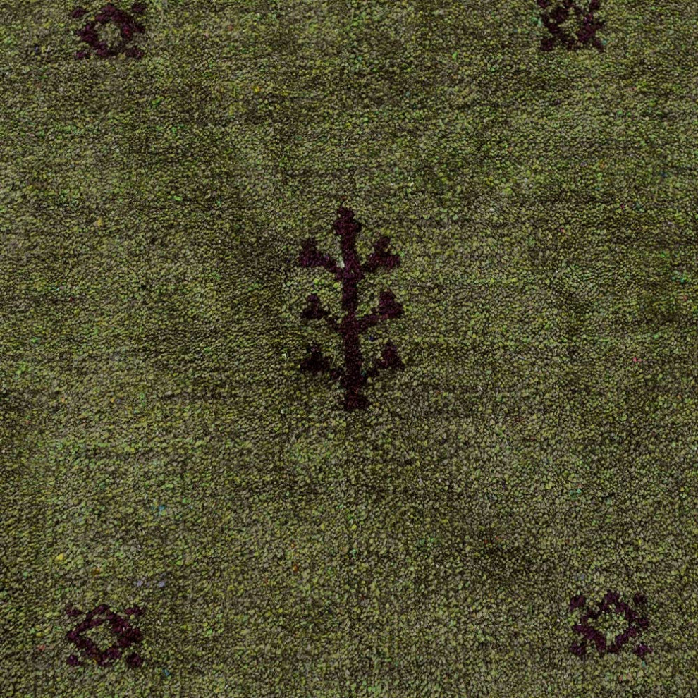 HAND KNOTTED LOOM SILK AREA RUGS-6'x9',Rectangle,Green Brown,Contemporary