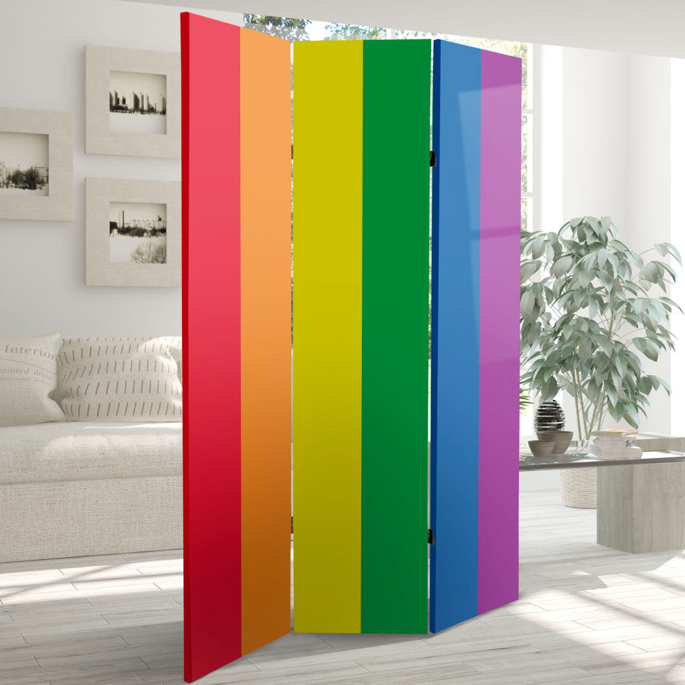 6' Tall Double Sided Rainbow Canvas Room Divider