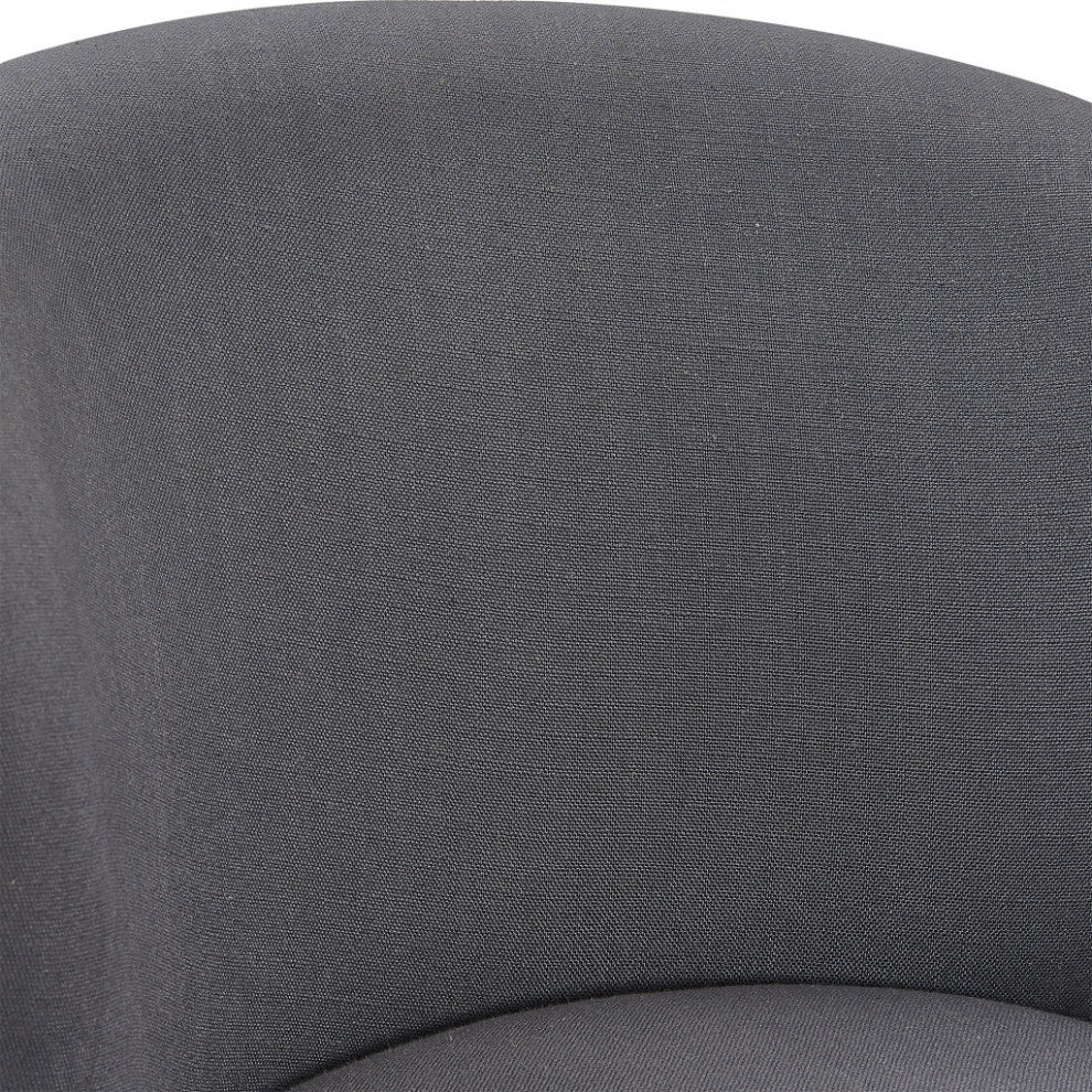 26" Gray Espresso Wood Fabric Swivel Bar Stool