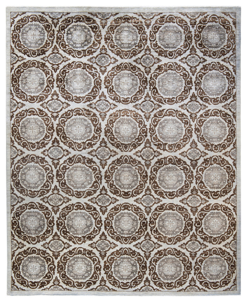 Eclectic, One-of-a-Kind Hand-Knotted Area Rug Ivory, 7'10"x9'7"