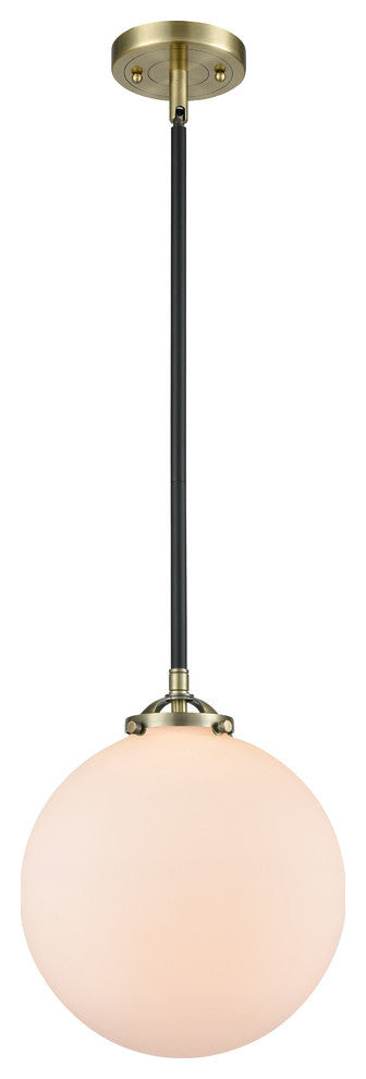 X-Large Beacon 1-Light Mini Pendant, Black Antique Brass, Matte White