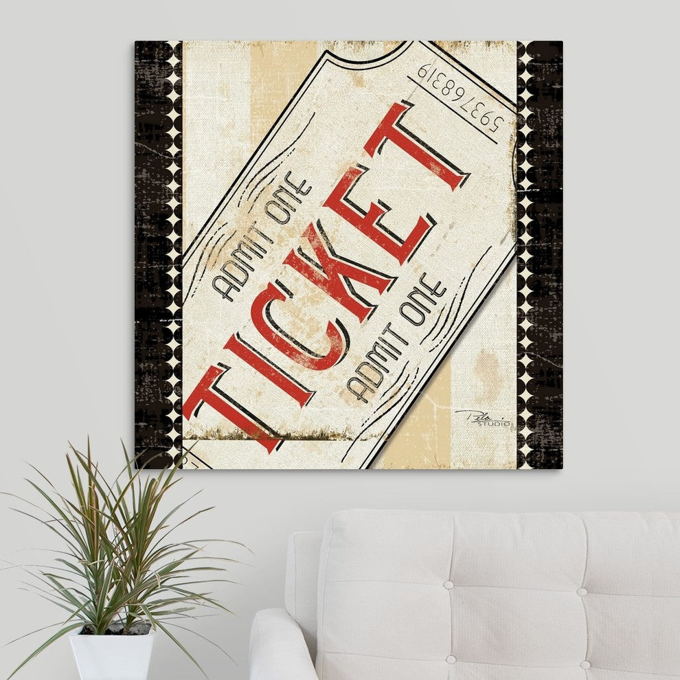 Admit One with Border Wrapped Canvas Art Print, 30"x30"x1.5"
