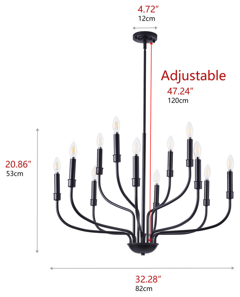 12-Light Modern Pendant Light Candle Style Ceiling Light