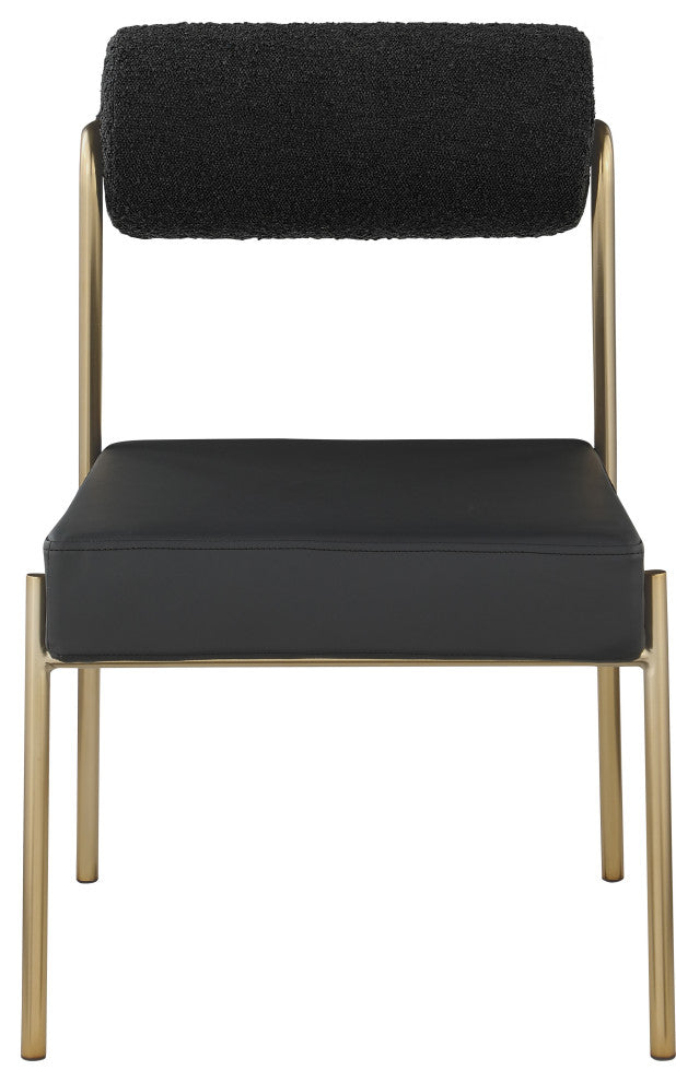 Carly Faux Leather/Boucle Fabric Upholstered Dining Chair, Black