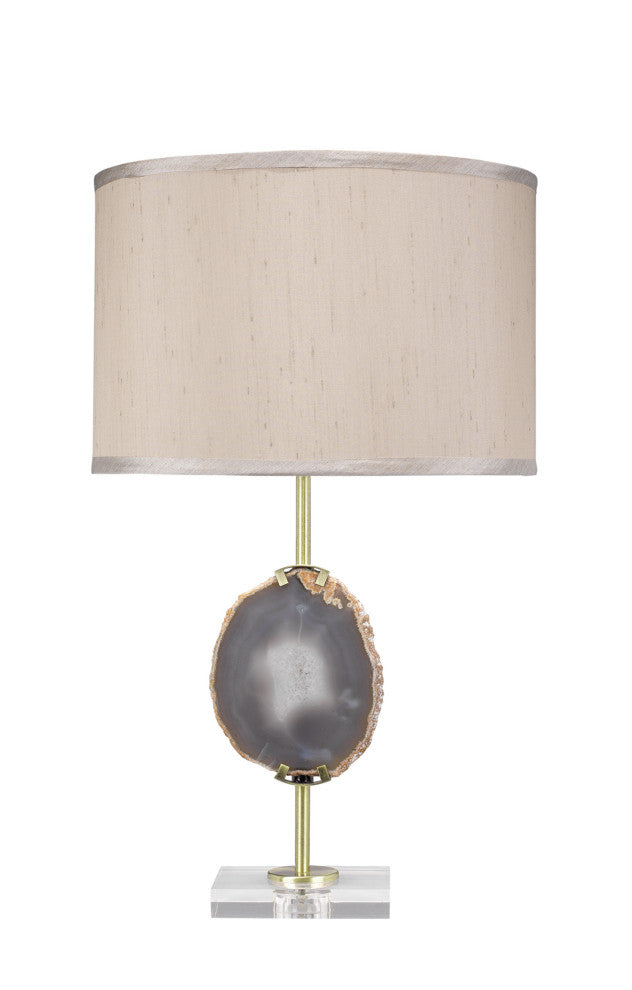 Agate Slice Table Lamp, Natural Lavender Agate and Antique Brass Metal