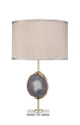 Agate Slice Table Lamp, Natural Lavender Agate and Antique Brass Metal
