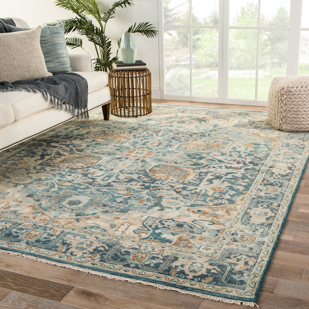 Jaipur Living Elyas Knotted Medallion Blue/Ivory Area Rug, 7'10"x10'10"