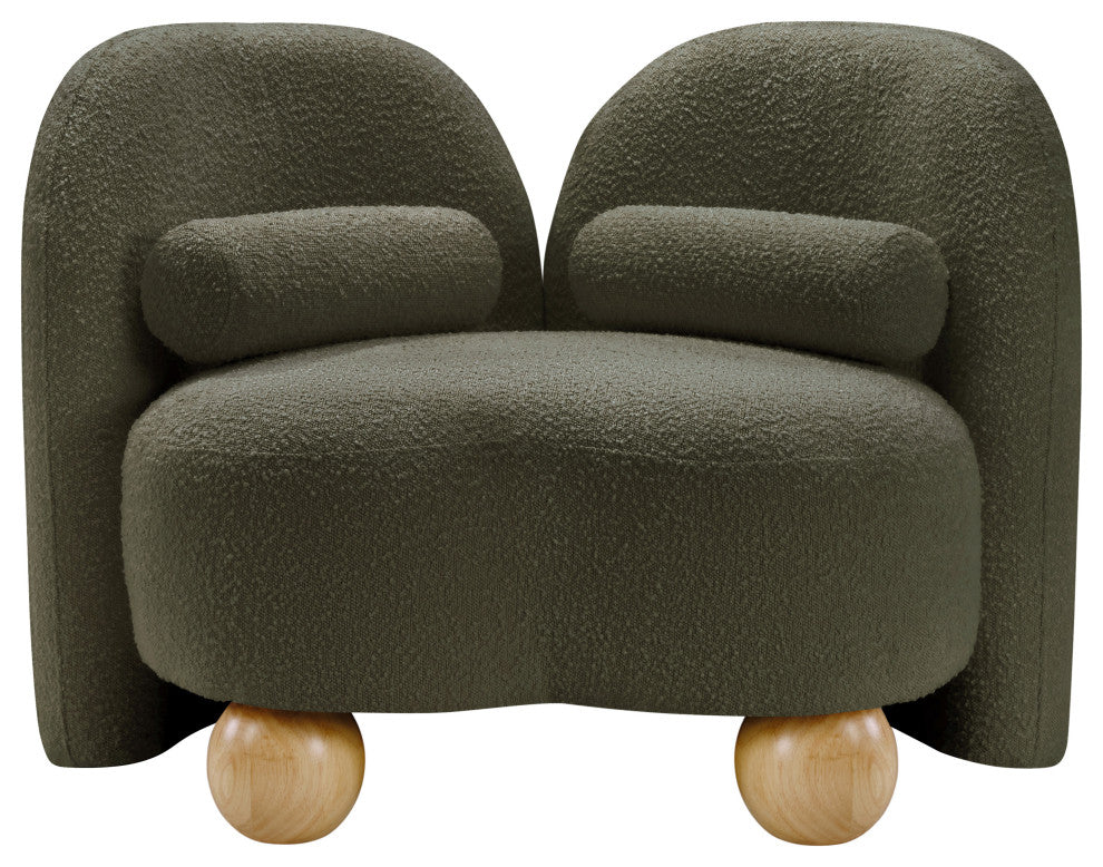Daphne Upholstered Chair/Loveseat/Sofa, Olive, Boucle Fabric, Chair