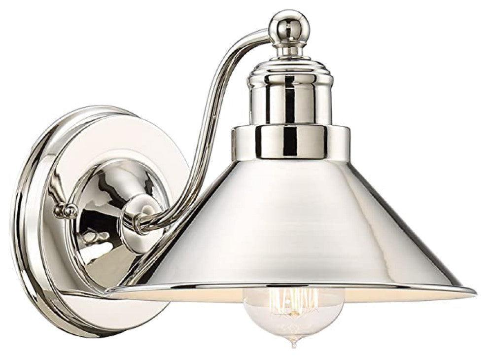 Polished Nickel bathroom wall sconce Metal bathroom wall sconces Industrial