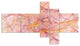 Mystic Pink Fractal Veins, Abstract Canvas Art Print, 60"x32", 5 panels